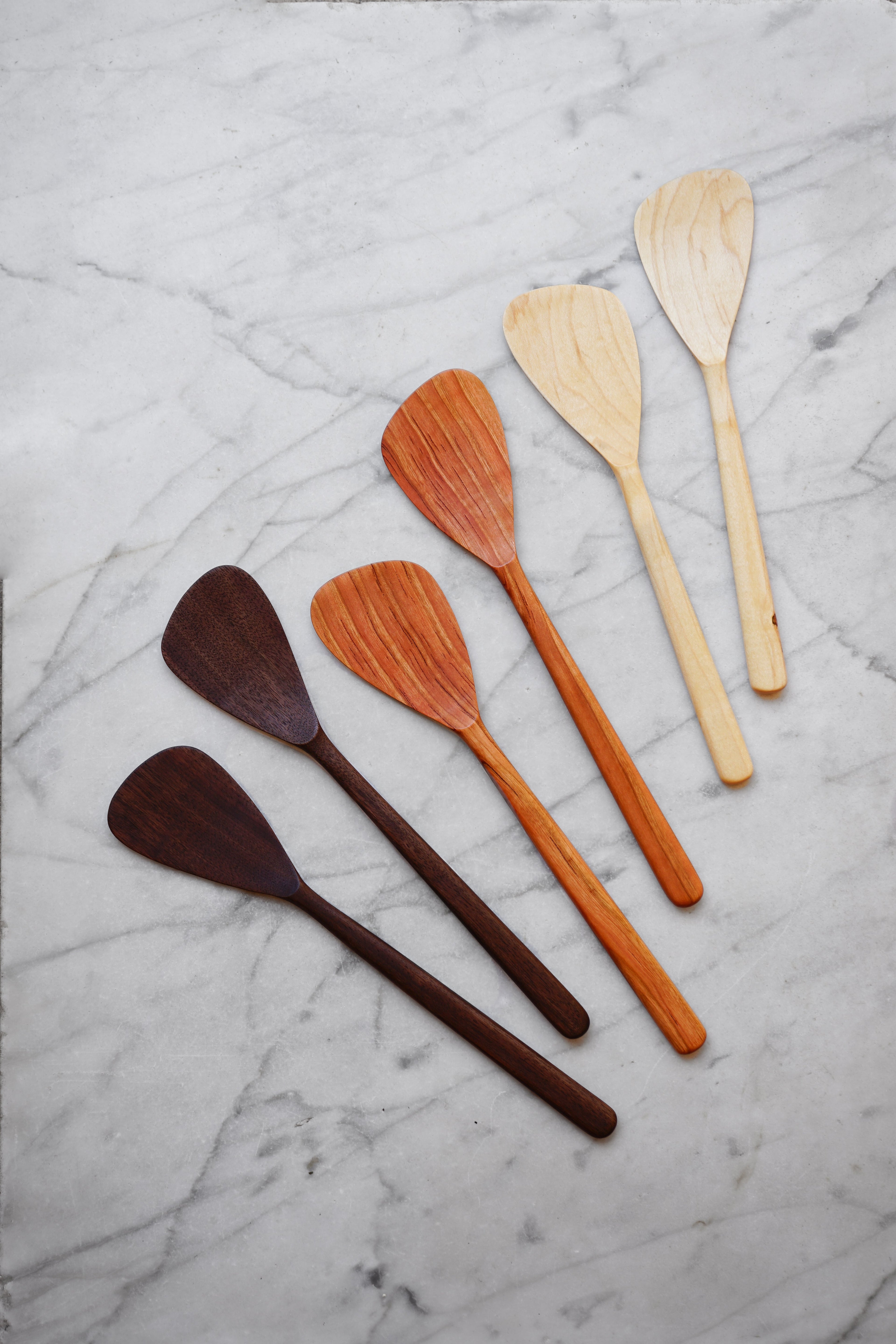 Flat Line - Modern Salad Set - Walnut. Cherry. and Maple Wood