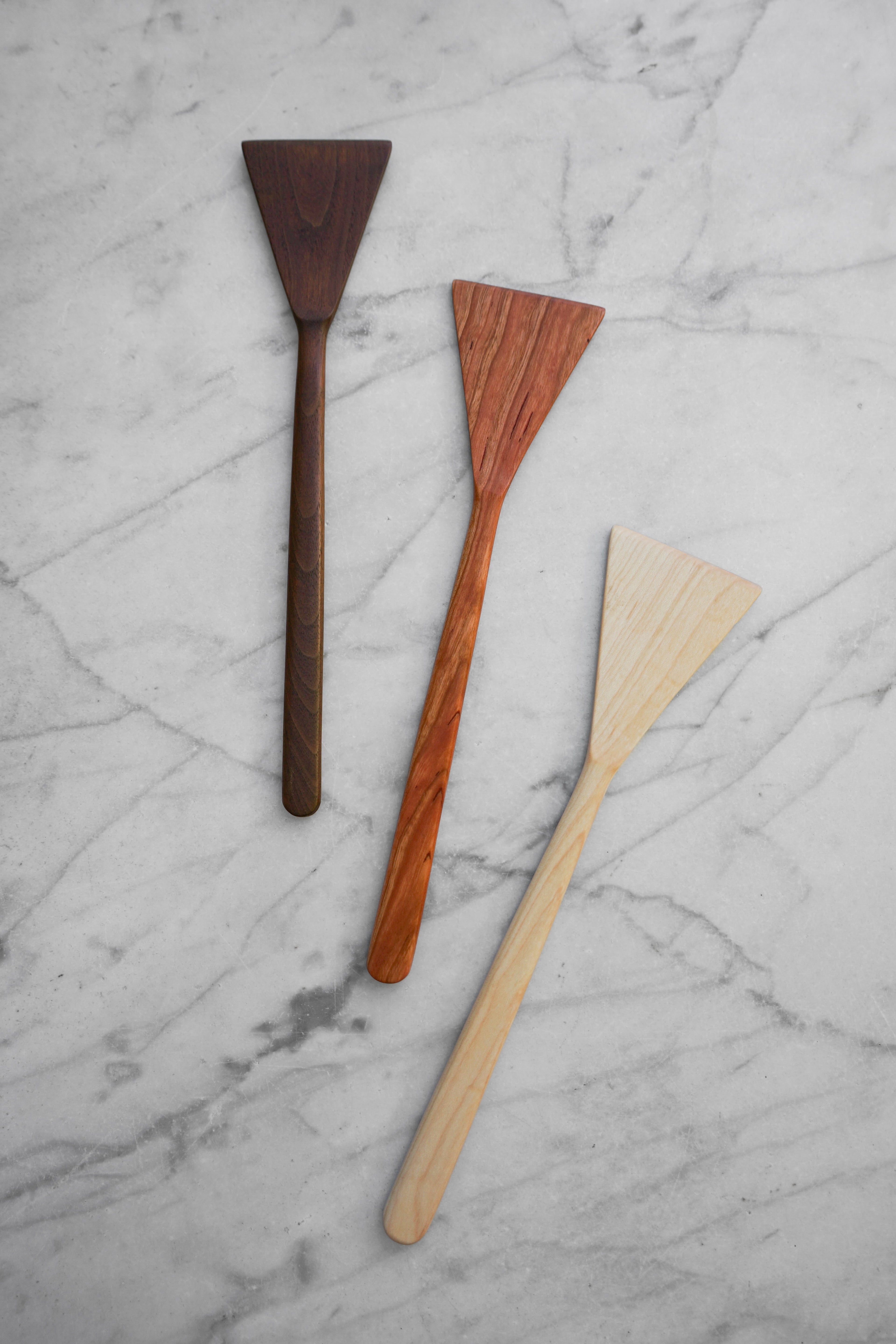 Flat Line - Triangle Spatula - Walnut. Cherry. or Maple Wood