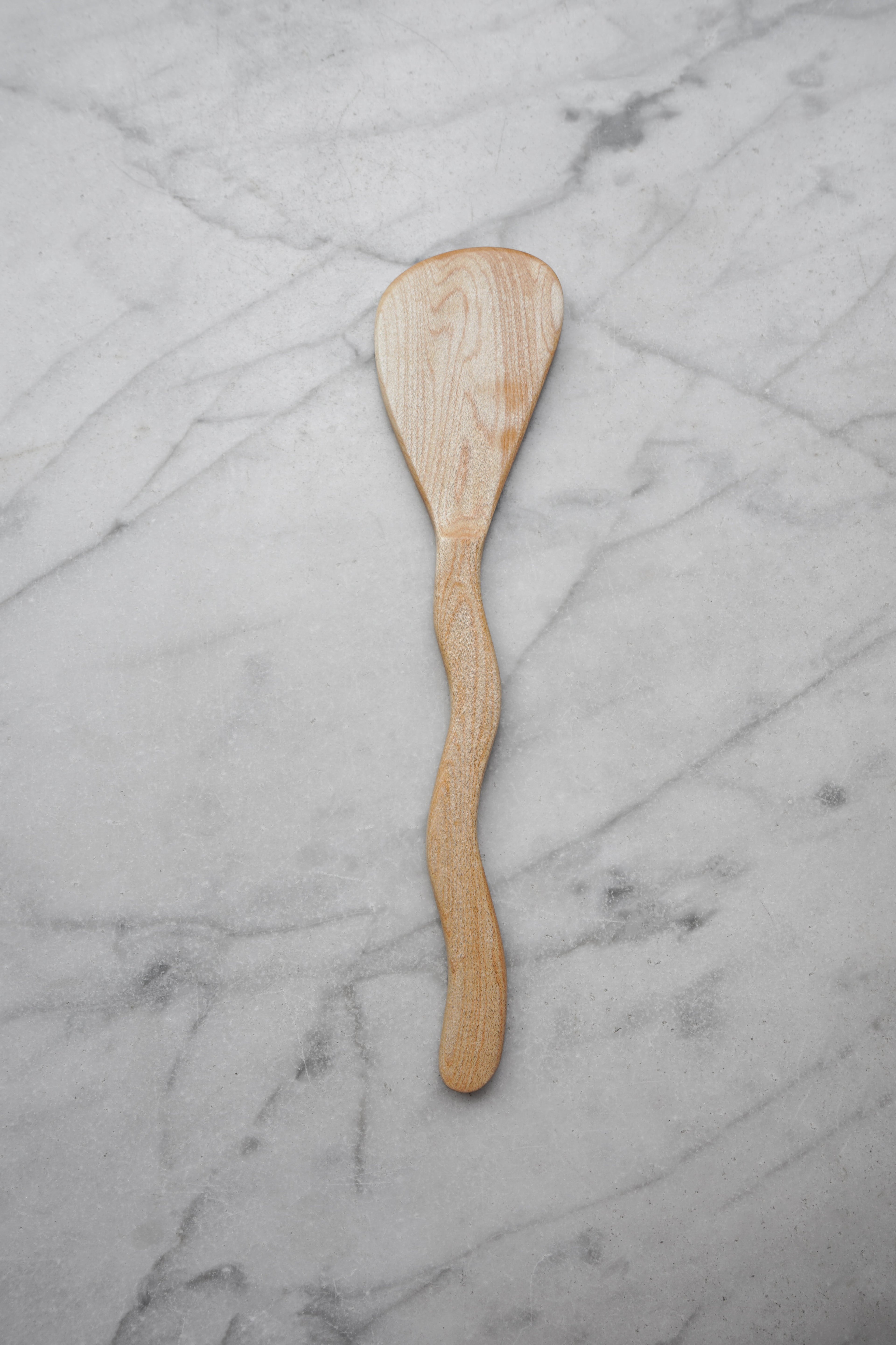 Flat Line - Squiggly Spatula - Walnut. Cherry. or Maple Wood