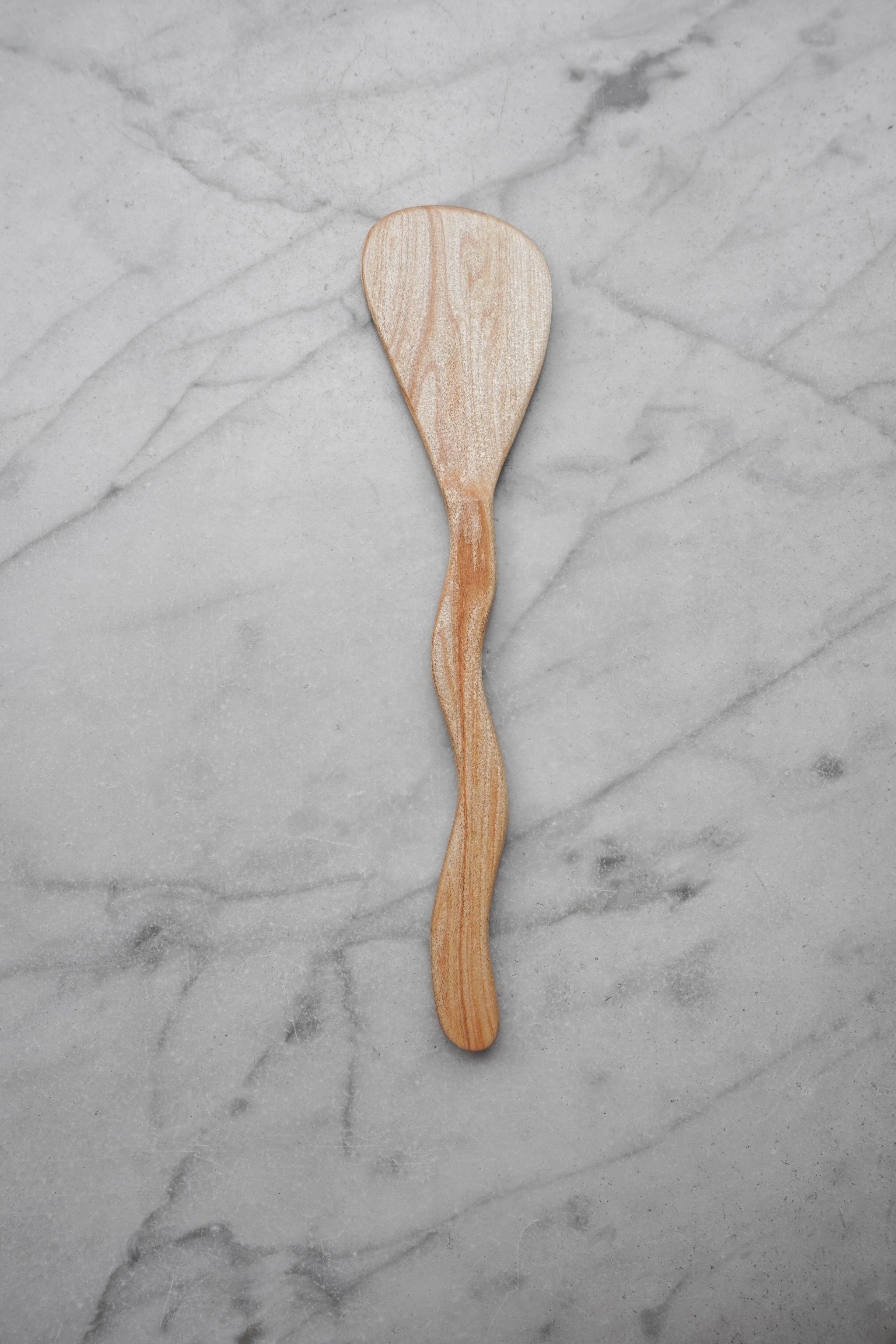 Flat Line - Squiggly Spatula - Walnut. Cherry. or Maple Wood