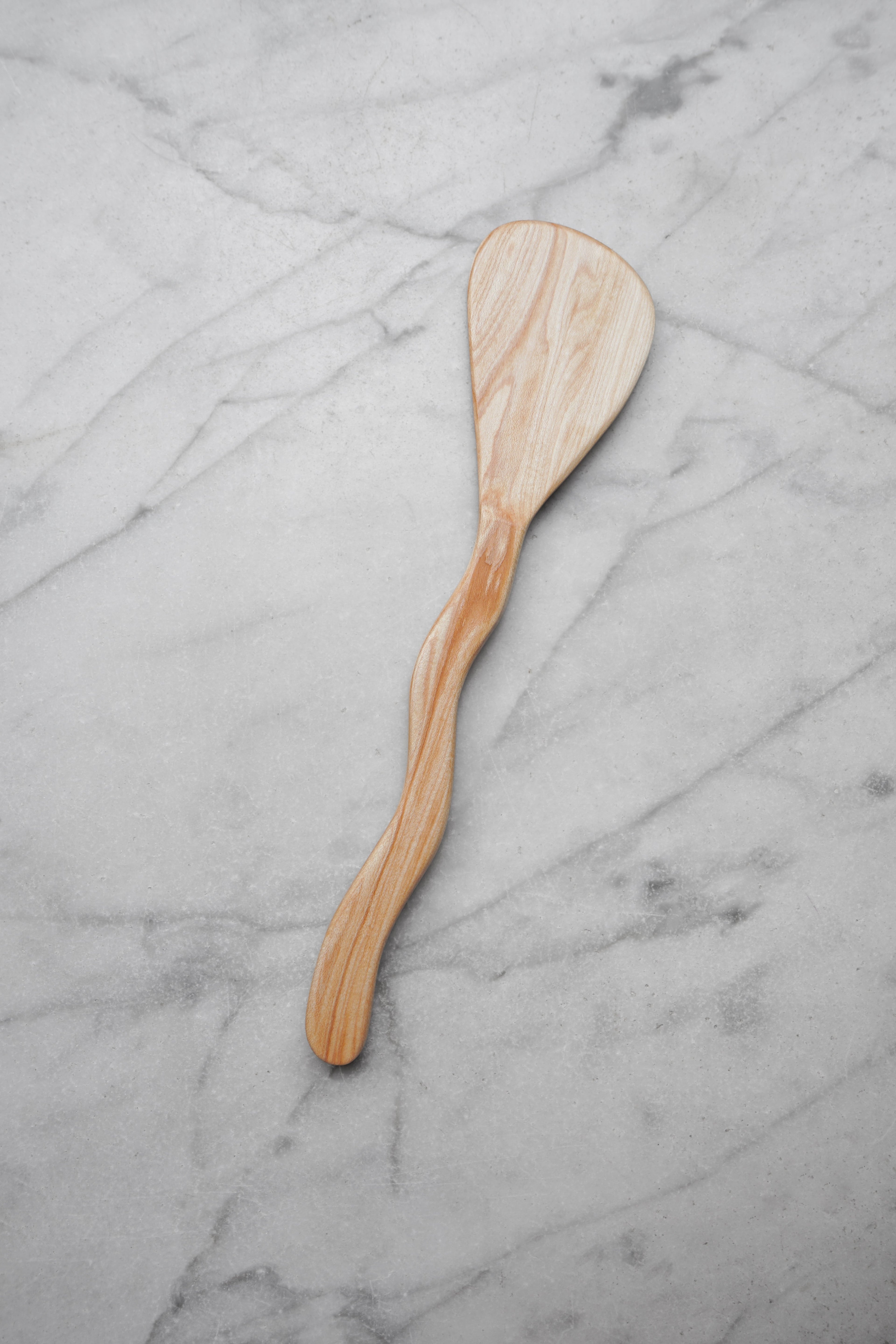 Flat Line - Squiggly Spatula - Walnut. Cherry. or Maple Wood
