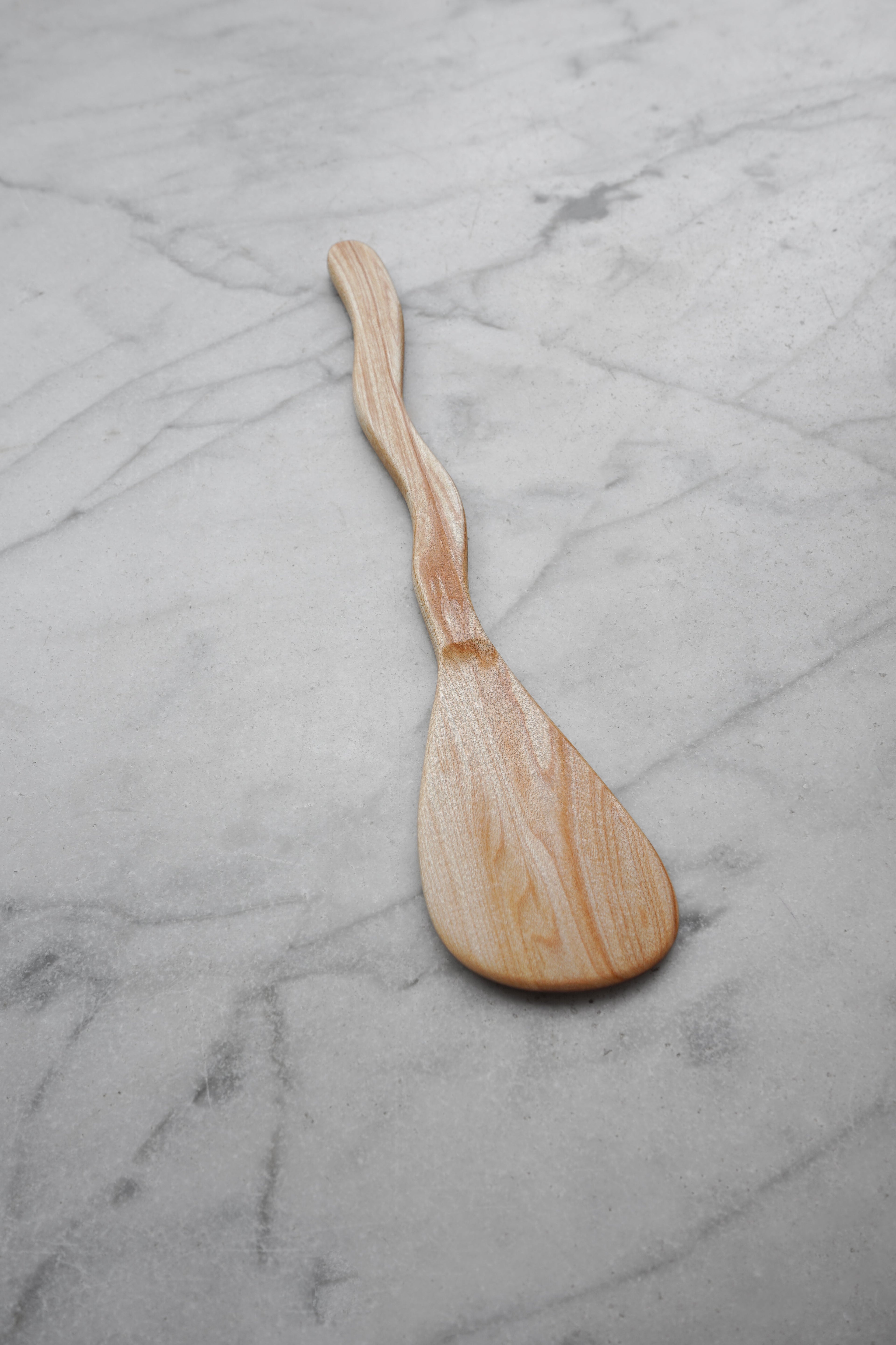 Flat Line - Squiggly Spatula - Walnut. Cherry. or Maple Wood