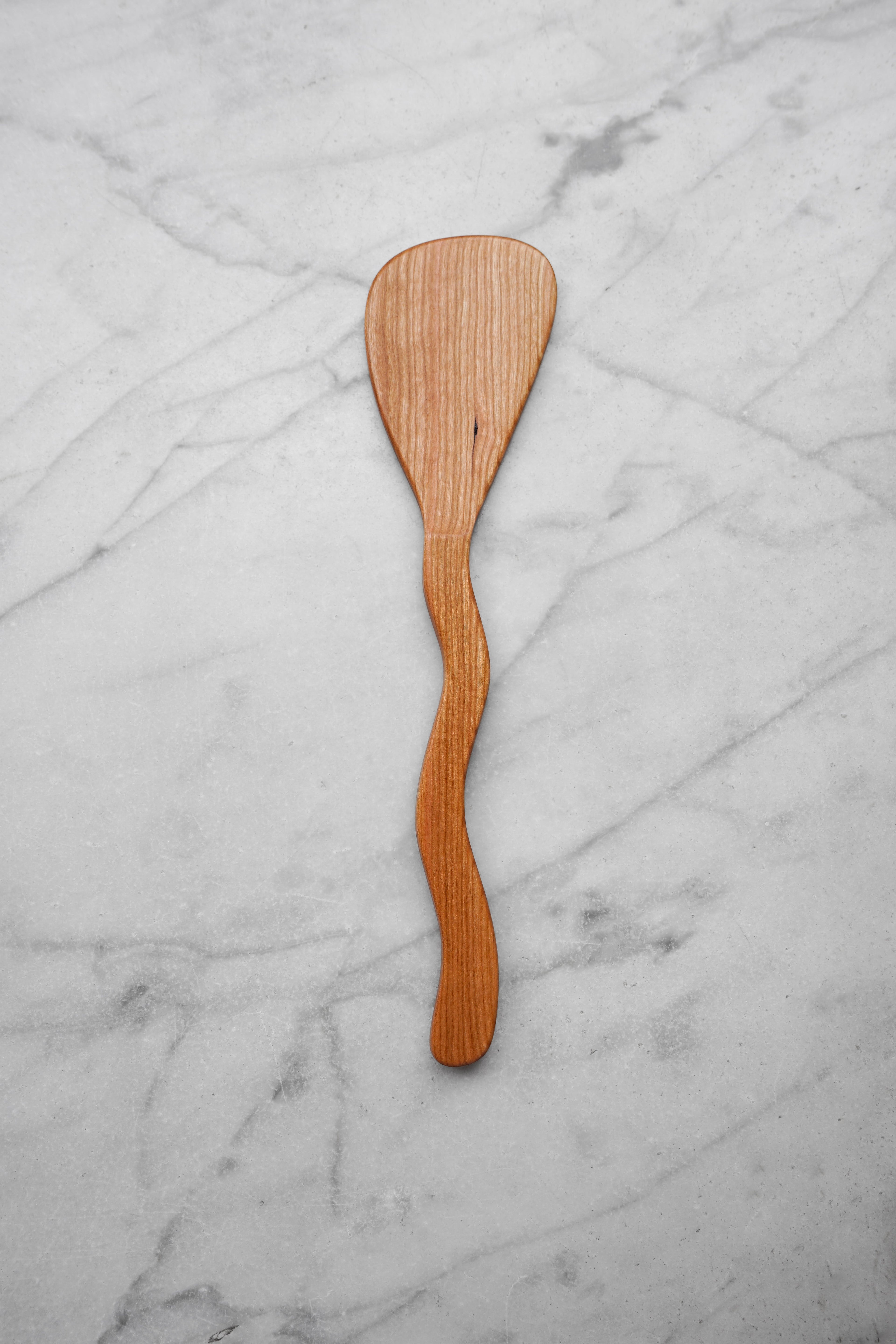 Flat Line - Squiggly Spatula - Walnut. Cherry. or Maple Wood