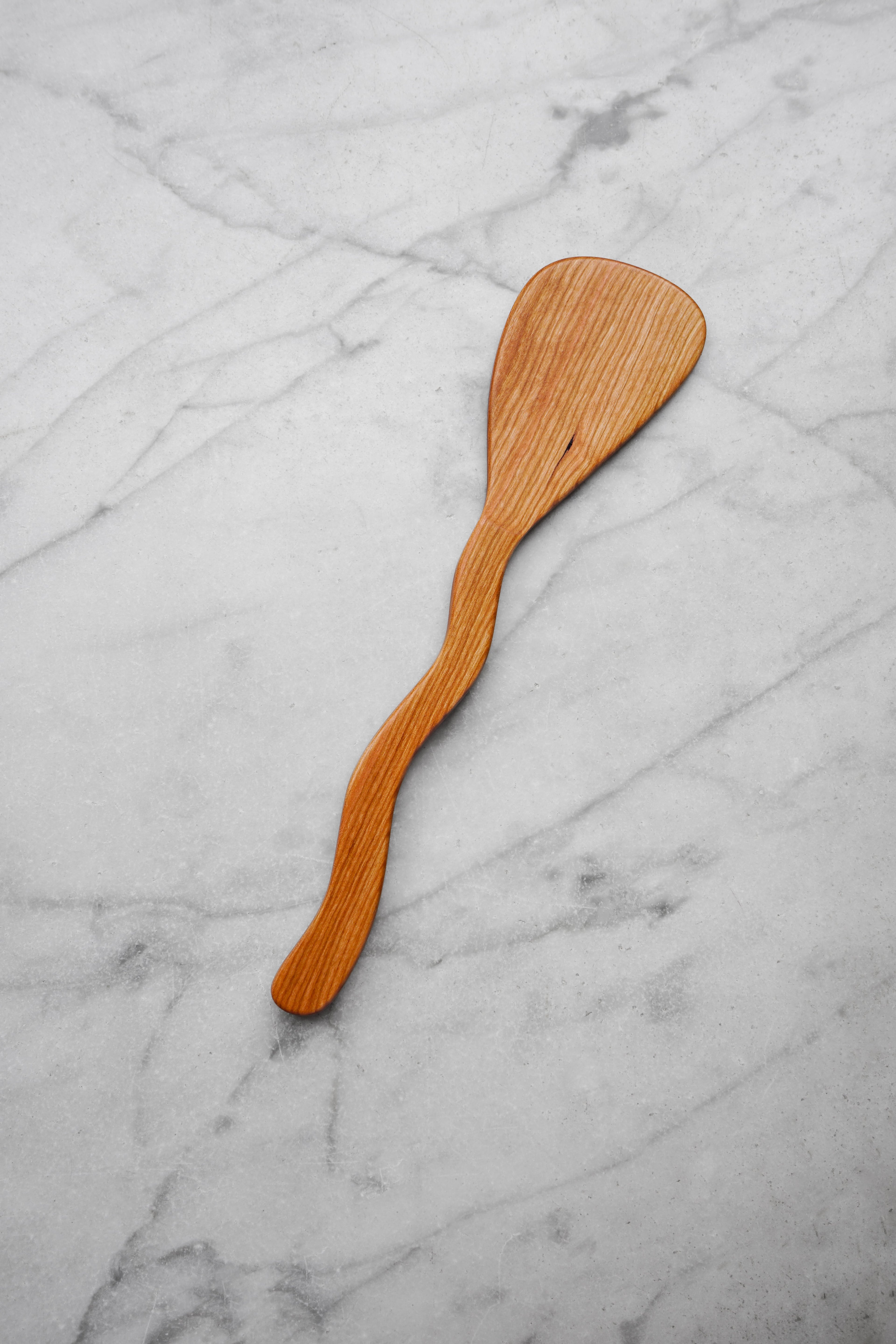 Flat Line - Squiggly Spatula - Walnut. Cherry. or Maple Wood