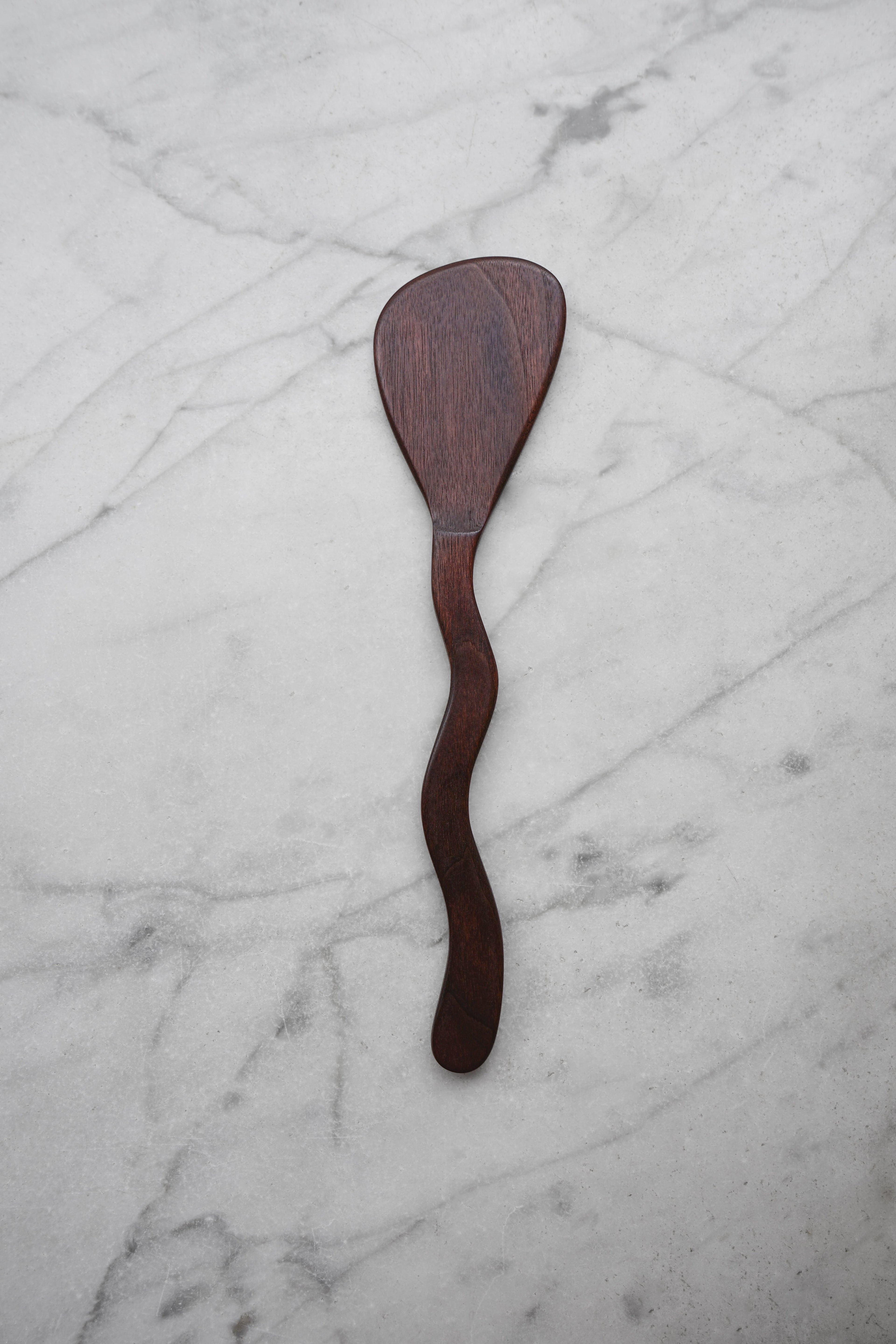 Flat Line - Squiggly Spatula - Walnut. Cherry. or Maple Wood
