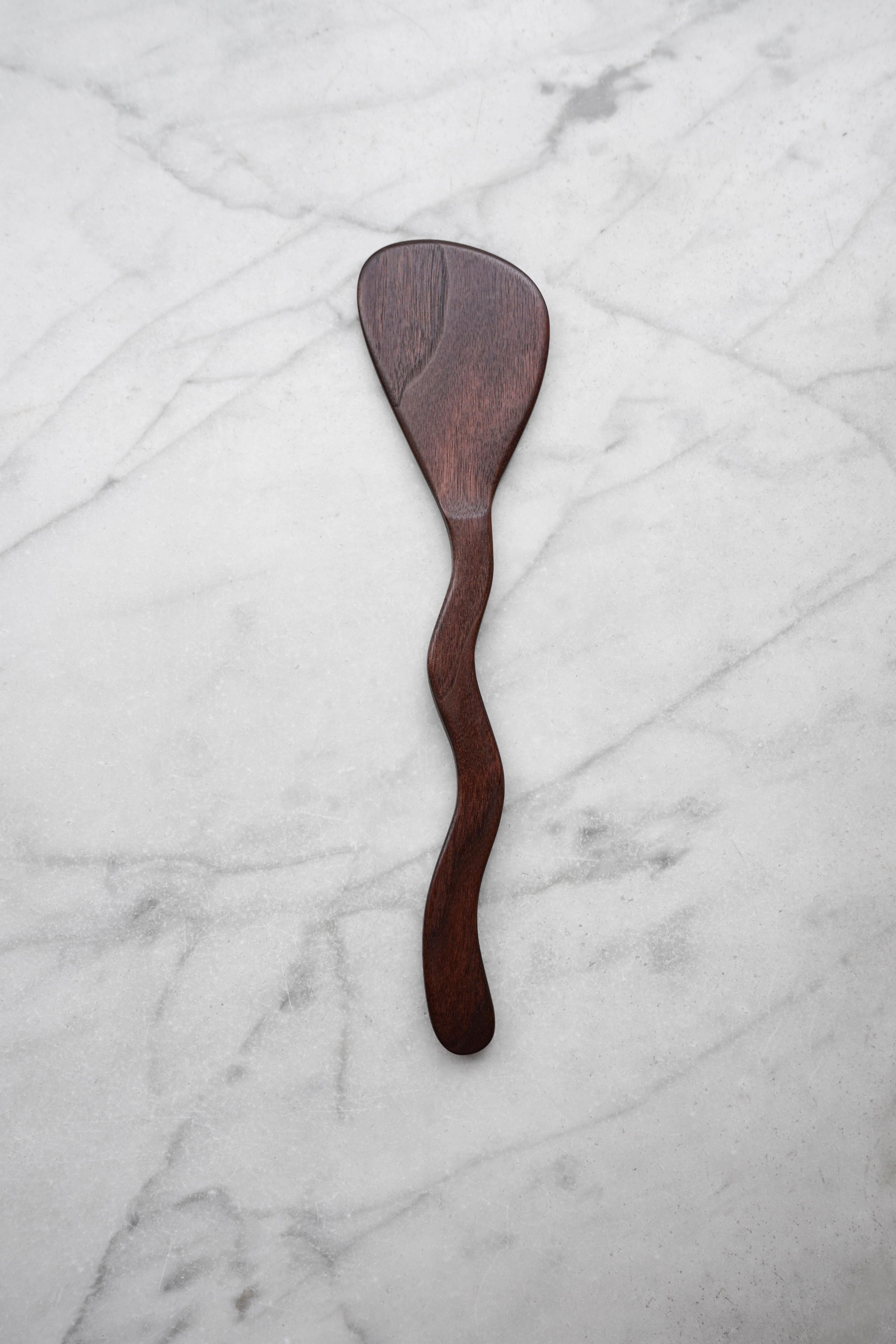 Flat Line - Squiggly Spatula - Walnut. Cherry. or Maple Wood