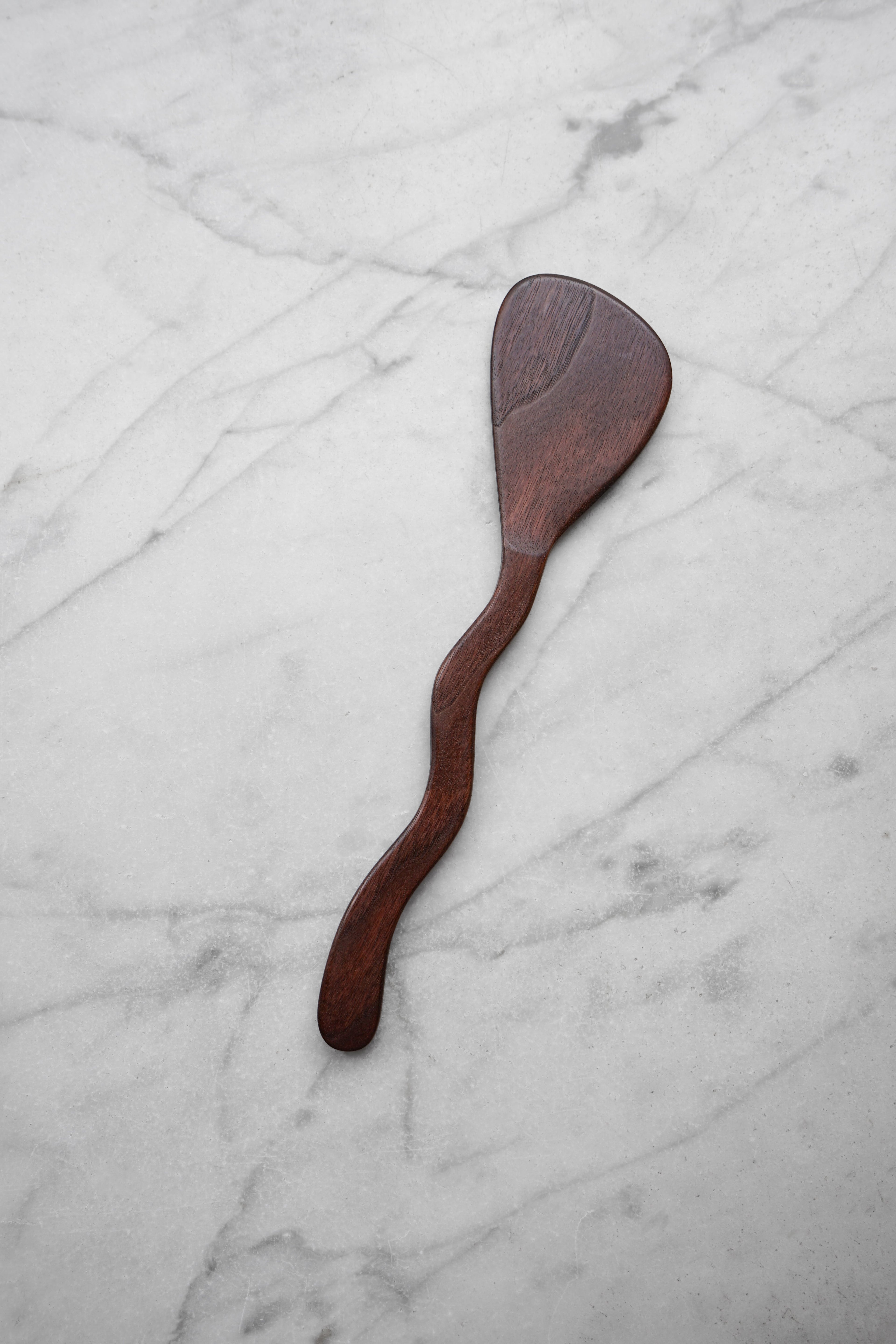 Flat Line - Squiggly Spatula - Walnut. Cherry. or Maple Wood
