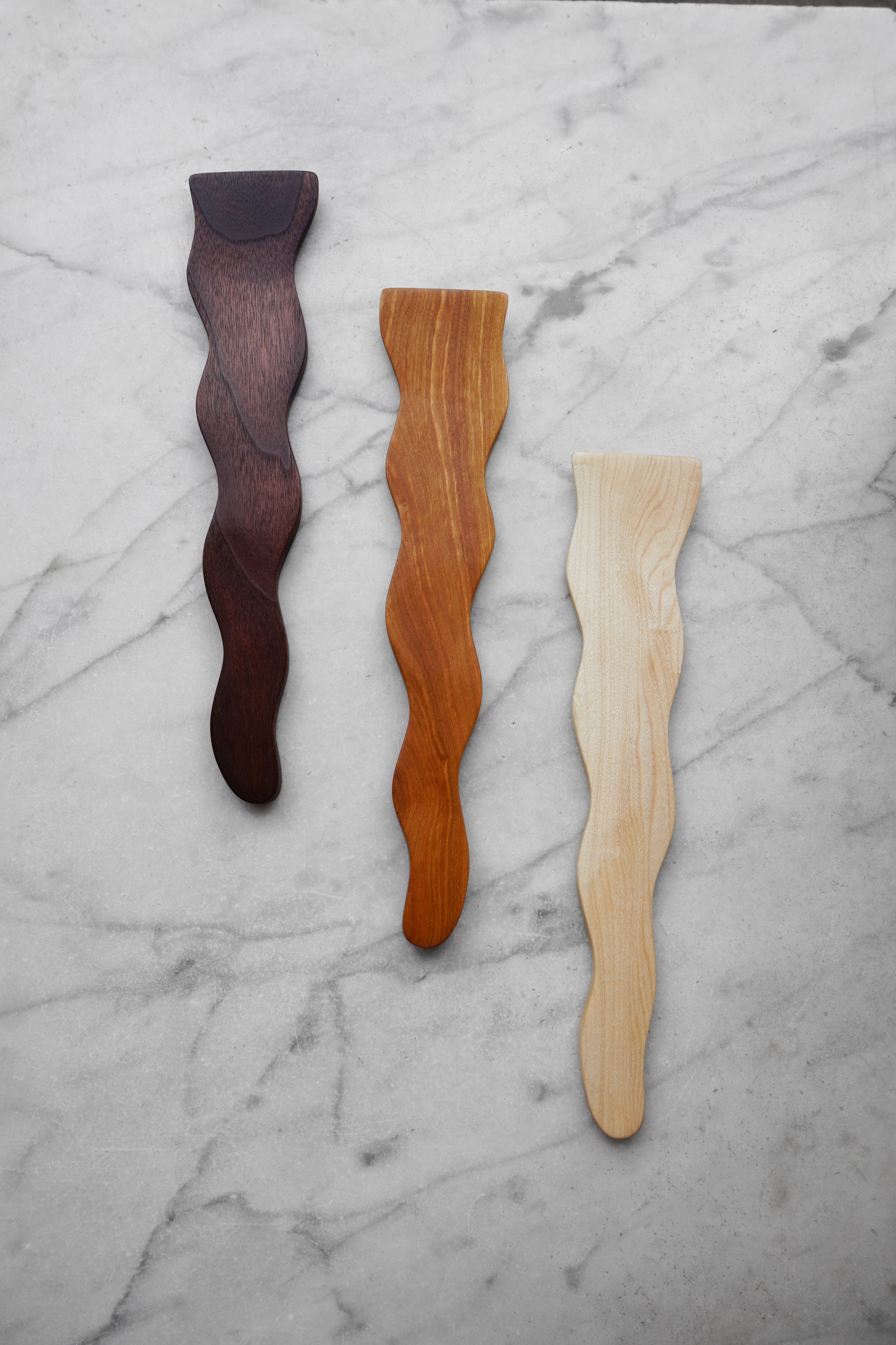 Flat Line - Wavy Spatula - Walnut. Cherry. or Maple Wood