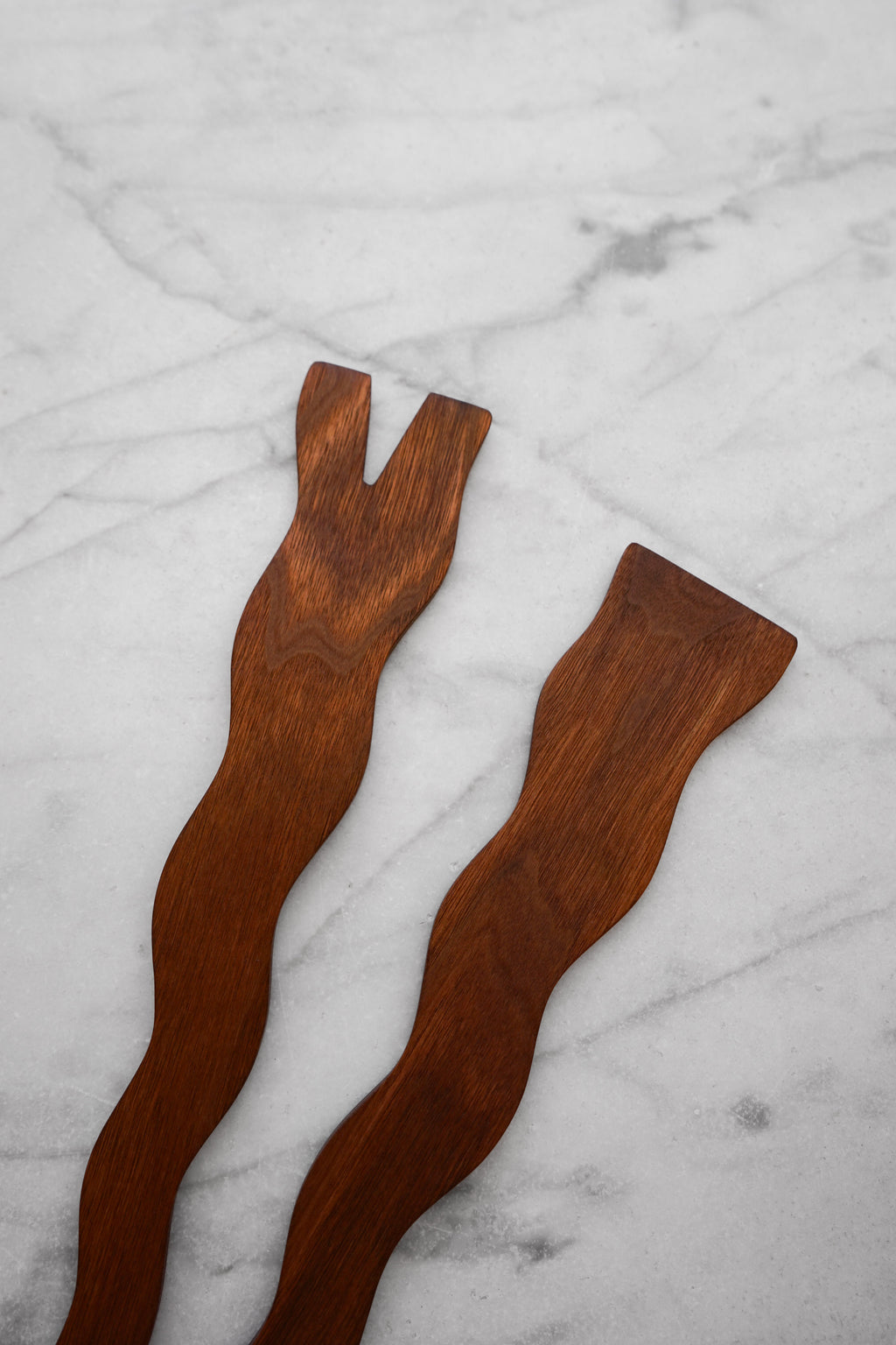 Flat Line - Wavy Salad Set - Walnut. Cherry. or Maple Wood