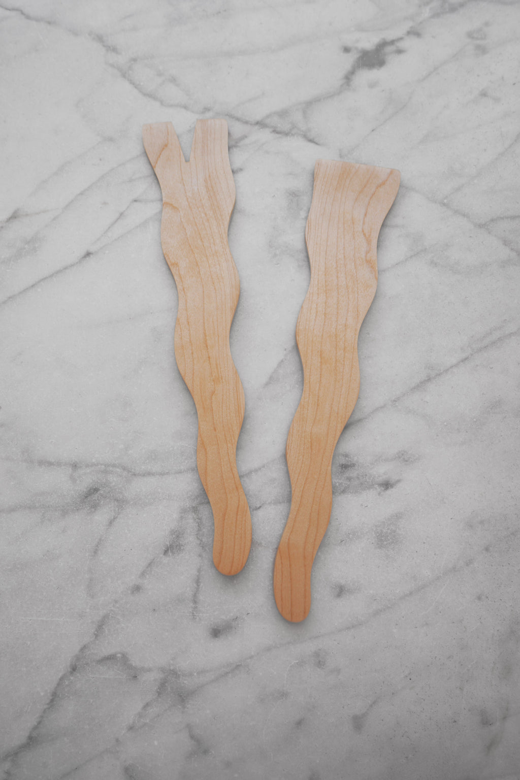 Flat Line - Wavy Salad Set - Walnut. Cherry. or Maple Wood