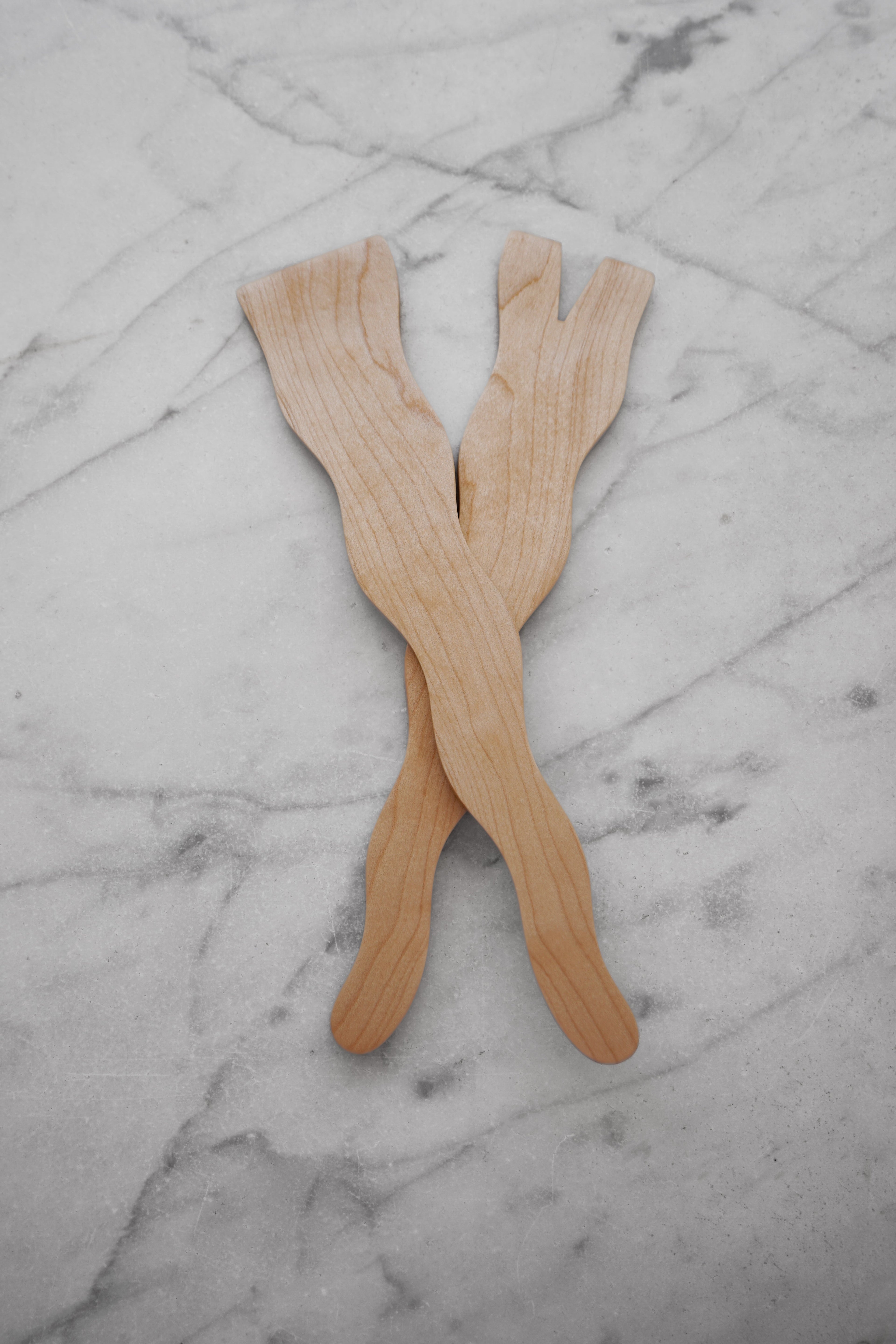 Flat Line - Wavy Salad Set - Walnut. Cherry. or Maple Wood