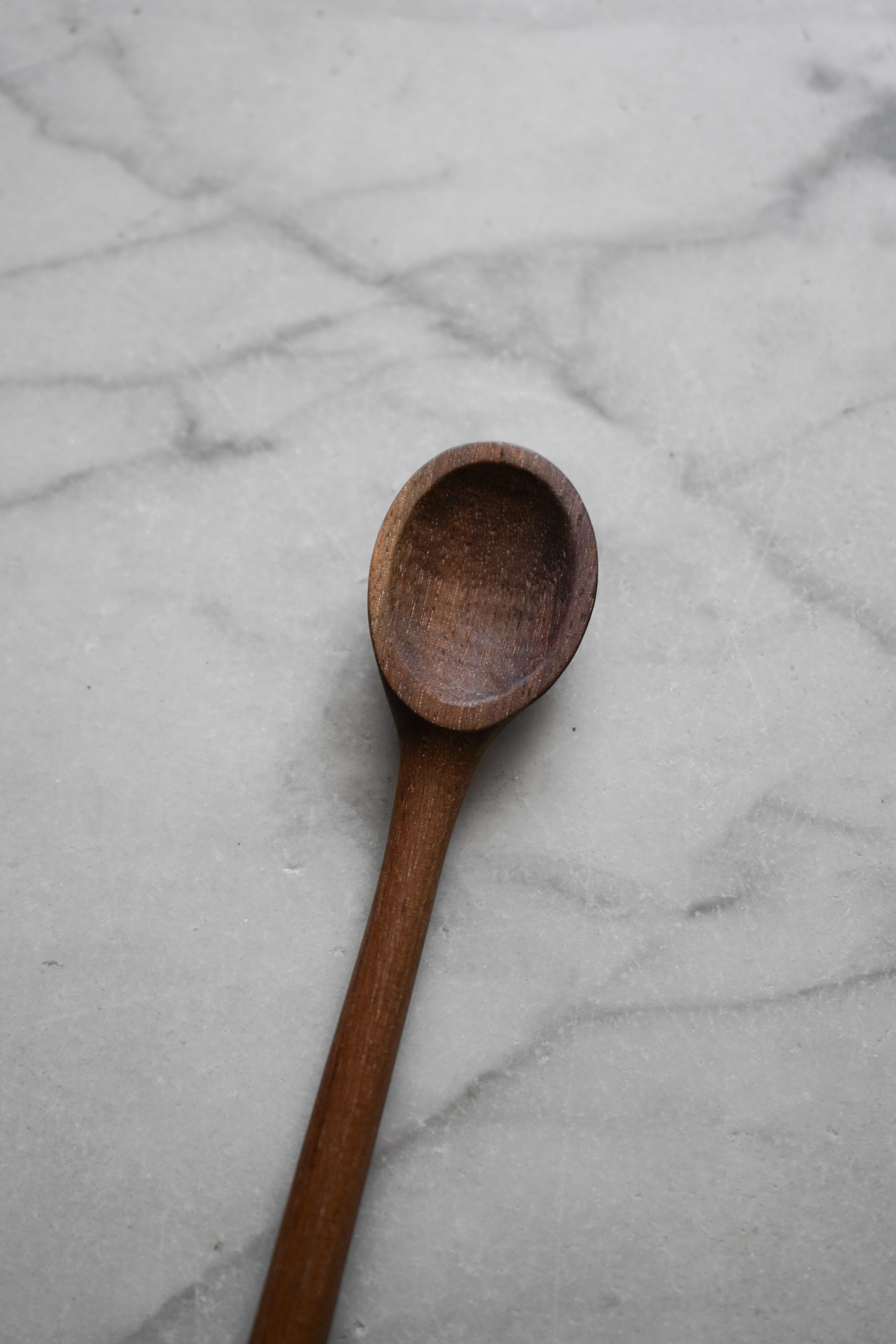 Long Walnut and Turquoise Tasting Spoon